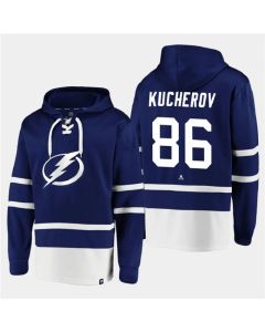 Men's Tampa Bay Lightning #86 Nikita Kucherov Blue All Stitched Sweatshirt Hoodie