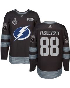Men's Tampa Bay Lightning #88 Andrei Vasilevskiy Black 100th Anniversary 2020 Stanley Cup Final Stitched Jersey