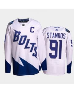 Men's Tampa Bay Lightning #91 Steven Stamkos 2022 White Stadium Series Stitched Jersey
