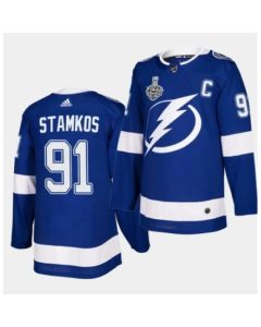 Men's Tampa Bay Lightning #91 Steven Stamkos Blue Stanley Cup Finals Blue Stitched Jersey