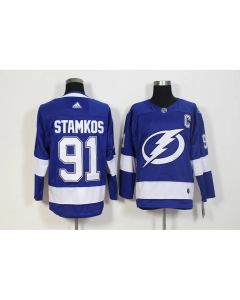 Men's Tampa Bay Lightning #91 Steven Stamkos Blue Stitched NHL Jersey