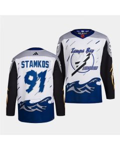 Men's Tampa Bay Lightning #91 Steven Stamkos White 2022-23 Reverse Retro Stitched Jersey