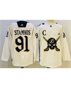 Men's Tampa Bay Lightning #91 Steven Stamkos White Stitched Jersey