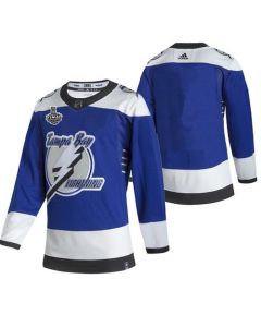 Men's Tampa Bay Lightning Blank 2021 Blue Stanley Cup Final Bound Reverse Retro Stitched Jersey