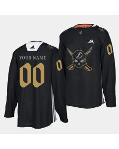 Men's Tampa Bay Lightning Customized Black Gasparilla inspired Pirate-themed Warmup Stitched Jersey