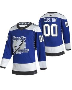 Men's Tampa Bay Lightning Personalized 2021 Blue Reverse Retro Stitched Jersey