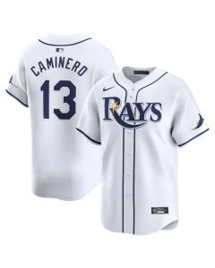 Men's Tampa Bay Rays #13 Junior Caminero White Home Limited Player Jersey (White)