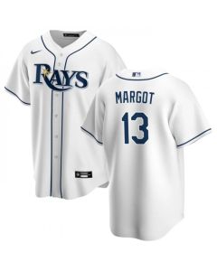 Men's Tampa Bay Rays #13 Manuel Margot White Cool Base Stitched Baseball Jersey