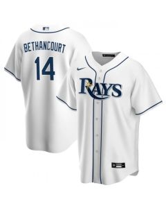 Men's Tampa Bay Rays #14 Christian Bethancourt White Cool Base Stitched Baseball Jersey