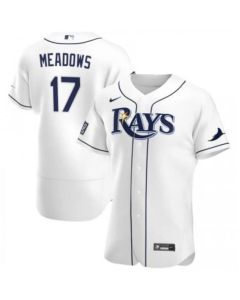 Men's Tampa Bay Rays #17 Austin Meadows White Flex Base Stitched Jersey