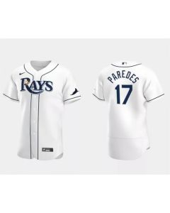 Men's Tampa Bay Rays #17 isaac Paredes White Flex Base Stitched Baseball Jersey