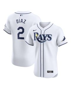 Men's Tampa Bay Rays #2 Yandy Diaz White Home Elite Player Jersey (White)