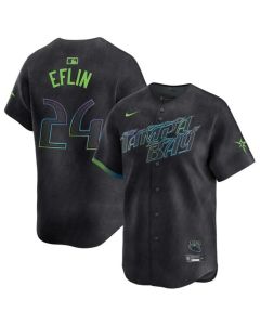 Men's Tampa Bay Rays #24 Zach Eflin Charcoal 2024 City Connect Limited Stitched Baseball Jersey