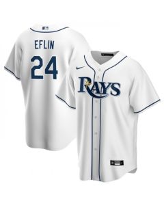 Men's Tampa Bay Rays #24 Zach Eflin White Cool Base Stitched Baseball Jersey