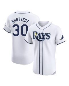 Men's Tampa Bay Rays #30 Ben Rortvedt White Home Elite Player Jersey