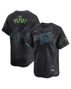 Men's Tampa Bay Rays #44 Ryan Pepiot Charcoal 2024 City Connect Limited Stitched Baseball Jersey
