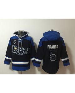 Men's Tampa Bay Rays #5 Wander Franco Black/Blue Lace-Up Pullover Hoodie