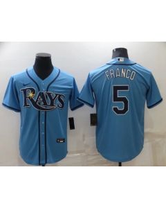 Men's Tampa Bay Rays #5 Wander Franco Blue Cool Base Stitched Baseball Jersey
