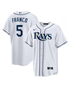 Men's Tampa Bay Rays #5 Wander Franco White Cool Base Stitched Baseball Jersey