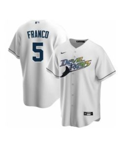 Men's Tampa Bay Rays #5 Wander Franco White Cool Base Stitched Jersey