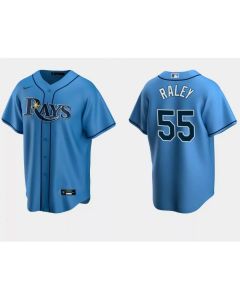 Men's Tampa Bay Rays #55 Luke Raley Light Blue Cool Base Stitched Baseball Jersey