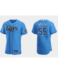 Men's Tampa Bay Rays #55 Luke Raley Light Blue Flex Base Stitched Jersey