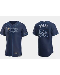 Men's Tampa Bay Rays #55 Luke Raley Navy Flex Base Stitched Jersey