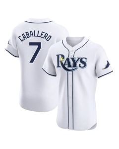 Men's Tampa Bay Rays #7 Jose Caballero White Home Elite Player Jersey