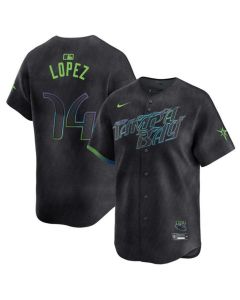 Men's Tampa Bay Rays #74 Jacob Lopez Charcoal 2024 City Connect Limited Stitched Baseball Jersey (Charcoal)