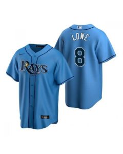 Men's Tampa Bay Rays #8 Brandon Lowe Light Blue Cool Base Stitched Baseball Jersey
