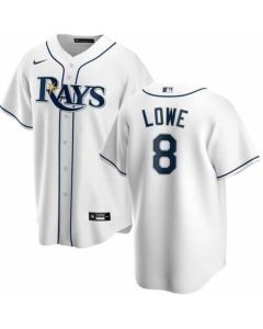 Men's Tampa Bay Rays #8 Brandon Lowe White Cool Base Stitched Baseball Jersey