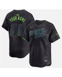 Men's Tampa Bay Rays ACTIVE PLAYER Custom Charcoal 2024 City Connect Limited Stitched Baseball Jersey