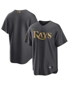Men's Tampa Bay Rays Blank 2022 All-Star Charcoal Cool Base Stitched Baseball Jersey