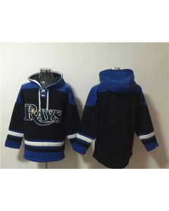 Men's Tampa Bay Rays Blank Black/Blue Lace-Up Pullover Hoodie