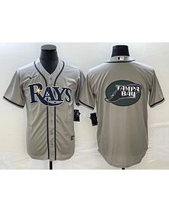 Men's Tampa Bay Rays Gray Team Big Logo Cool Base Stitched Baseball Jersey