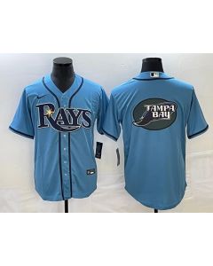 Men's Tampa Bay Rays Light Blue Team Big Logo Cool Base Stitched Baseball Jersey