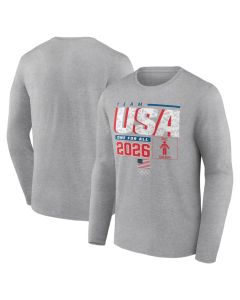 Men's Team USA Gray 2026 Winter Olympics Pic-O-Gram Long Sleeve T-Shirt