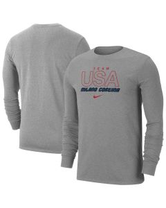 Men's Team USA Heather Gray Milano Cortina 2026 Winter Olympics Dri-FIT Long Sleeve T-Shirt
