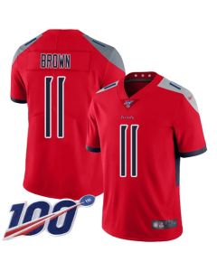 Men's Tennessee Titans #11 A.J. Brown 2019 100th Season Red Stitched Inverted Legend Jersey