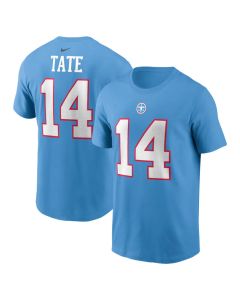 Men's Tennessee Titans #14 Carnell Tate Nike Light Blue Name & Number T-Shirt (Blue)