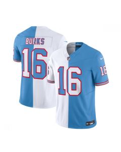 Men's Tennessee Titans #16 Treylon Burks White/Blue 2023 F.U.S.E. Split Vapor Limited Throwback Stitched Football Jersey