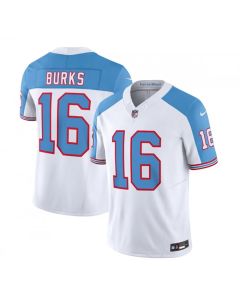 Men's Tennessee Titans #16 Treylon Burks White/Blue 2023 F.U.S.E. Vapor Limited Throwback Stitched Football Jersey