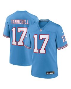 Men's Tennessee Titans #17 Ryan Tannehill Light Blue Throwback Player Stitched Game Jersey