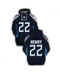 Men's Tennessee Titans #22 Derrick Henry 2021 Navy Pullover Hoodie (Navy)
