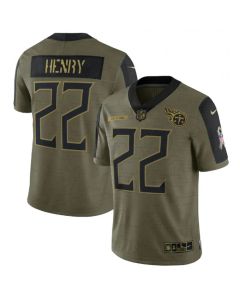Men's Tennessee Titans #22 Derrick Henry 2021 Olive Salute To Service Limited Stitched Jersey