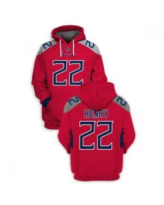 Men's Tennessee Titans #22 Derrick Henry 2021 Red Pullover Hoodie (Red)