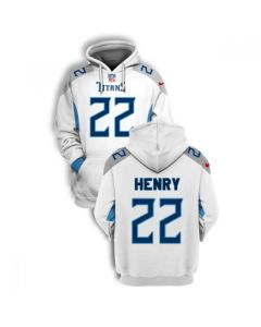 Men's Tennessee Titans #22 Derrick Henry 2021 White Pullover Hoodie (White)