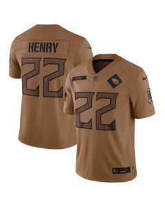 Men's Tennessee Titans #22 Derrick Henry 2023 Brown Salute To Service Limited Stitched Football Jersey