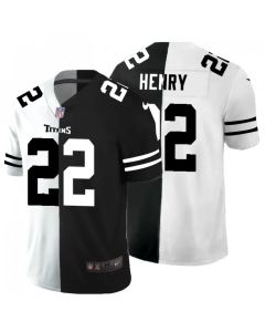 Men's Tennessee Titans #22 Derrick Henry Black And White Split Limited Stitched Jersey