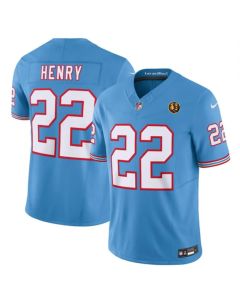 Men's Tennessee Titans #22 Derrick Henry Blue 2023 F.U.S.E. Throwback With John Madden Patch Vapor Limited Stitched Football Jersey